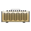Isolated gold electric guitar amplifier, cabinet equipment for musician flat logo or icon style, print for tee-shirt and graphic Royalty Free Stock Photo