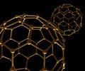 Isolated gold icosahedral nanoparticle 3d rendering