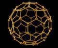 Isolated gold icosahedral nanoparticle 3d rendering