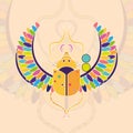 Isolated gold scarab old egypt icon Vector