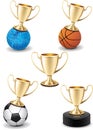 Isolated gold shiny trophy cup icon sport set Royalty Free Stock Photo