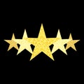 Isolated gold and yellow star icons in set, ranking mark