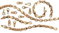 Isolated golden chain set. 3D rendered image. Royalty Free Stock Photo