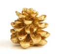 Isolated golden Christmas pine cone