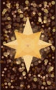 Isolated Golden Christmas Star Colorful Lights Background Blurry Circle Shapes Royalty Free Stock Photo