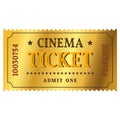 Isolated golden cinema ticket