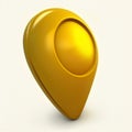 Gold location symbol navigator reminder pin navigation on white background