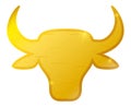 Isolated golden medal of bull or ox on polished metal, Vector Illustration Royalty Free Stock Photo