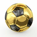 Isolated golden metallic 3d rendering soccer football ball