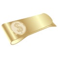 isolated golden money clip with dollar symbol Royalty Free Stock Photo