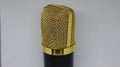 An Isolated Golden Open Mic For Professionals, Stand Up Comedians. Condenser Mics