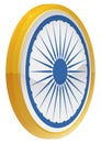 Golden medal decorated with Ashoka Chakra symbol, Vector illustration