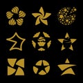 Isolated golden stars vector logo set. Space elements logotypes collection. Royalty Free Stock Photo