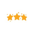 Isolated golden vector stars logo. Rating sign. Quality standard icon. Reward symbol. Three five-pointed. Space element