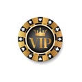 Isolated golden vip casino chip. Royalty Free Stock Photo