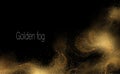 Isolated gorgeous glitter mosaic, golden fog on black background
