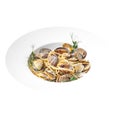 Isolated gourmet clams linguine pasta alle vongole