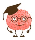 Isolated graduation brain character cartoon mascot