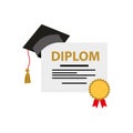 Isolated graduation cap and diploma design Royalty Free Stock Photo