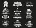 Isolated Grandfathers quotes on the black background. Grandpa congratulation label, badge vector collection. Granddads