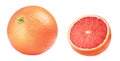 Isolated grapefruit. Pink grapefruits isolated on white background, with clipping path Royalty Free Stock Photo