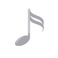 Isolated gray single quaver musical note symbol icon, rhythmic notation element Royalty Free Stock Photo