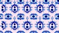 Isolated greek amulet evil eye seamless pattern.Turkish eye in a blue pyramid for amulet and protection in endless pattern.