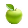 Isolated Green Apple with Leaf, Vector Royalty Free Stock Photo