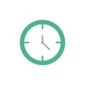 Isolated green clock icon flat design