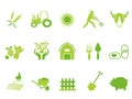 Green color farm icon set