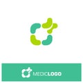 Isolated green and turquoise vector medical logo. Medical cross.