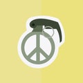 Isolated grenade icon with peace symbol Vector Royalty Free Stock Photo