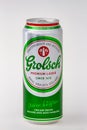 An isolated Grolsch Tallboy Beer Can on a white background