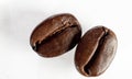 Isolated group of roasted coffee beans Royalty Free Stock Photo