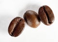 Isolated group of roasted coffee beans Royalty Free Stock Photo