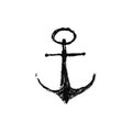 Isolated grunge drawing anchor icon