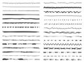 Isolated grunge sketch lines. Creativity line pencil or pen, ink brush kit. Freehand draw strokes, scribble dividers