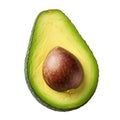 Isolated half vertical avocado