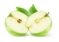Isolated halves of green apple
