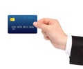 Isolated hand of a businessman holding a credit card Royalty Free Stock Photo