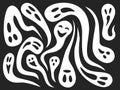 Isolated hand-drawn Halloween set of ghost emoji