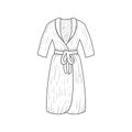 Isolated Hand Drawn Sketch of Pajama Kimono Bath Robe Illustration