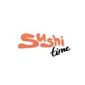 Isolated hand-drawn Sushi time lettering