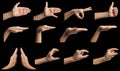 Isolated hand gestures and signals from Asian female child hand, multiple options. Includes clipping path. Royalty Free Stock Photo