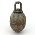 An isolated hand grenade, generated in 3D, on a white background. Royalty Free Stock Photo