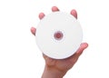 Isolated hand holding blank cd dvd disc Royalty Free Stock Photo