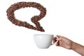 Isolated Hand Holding Cup and Coffee Bean Speech Bubble Royalty Free Stock Photo