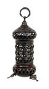 Isolated hand made copper bronze lantern, Istanbul grand bazaar souvenir. Turkish pattern and motifs.