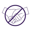 Isolated hands shake forbidden vector design