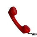 Isolated handset of authentic red retro rotary telephone